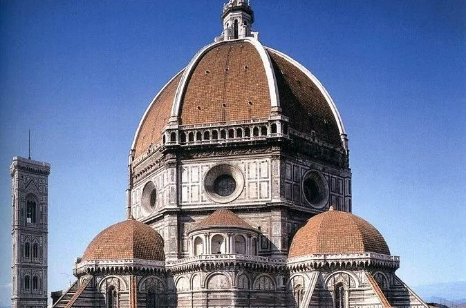 Brunelleschi's dome seen across the rooftops from the bell tower side